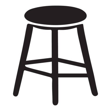 Basit Yuvarlak Koltuk Silueti Minimalist Mobilya Çizimi