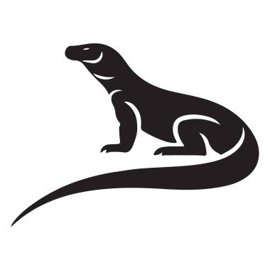 Güçlü Komodo Ejder Silüeti Görüntü Hayvanı Tasarım Vektörü