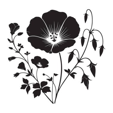 Zarif Çiçek Silueti Vektör Sanat İllüstrasyonu Grafik Tasarımı