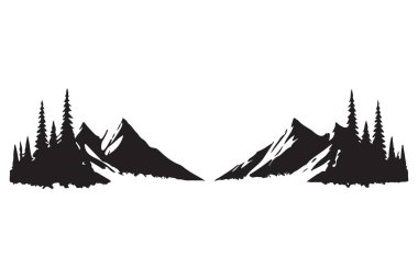 Majestic Mountain Range Siluet Macera Tutkuları Grafik Tasarımı Çizimi