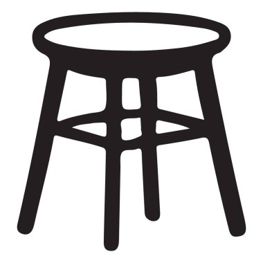 Mobilya Tasarımı için Üç Ayaklı Tabure Clipart Vektör İllüstrasyonu