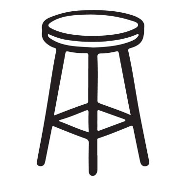 Yaratıcı Tasarım Projeleri için Minimalist Tahta Tabure Tasarım Çizelgesi İllüstrasyonu