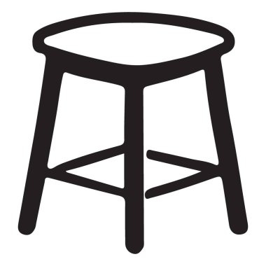 Üç Ayaklı Tabure Çizimi Ev Mobilyası ve Bar İçin Mükemmel