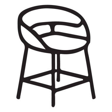 Eğri Koltuk ve Çelik Çelik Çerçeve Tasarımı ile Modern Bar Taburesi Çizimi