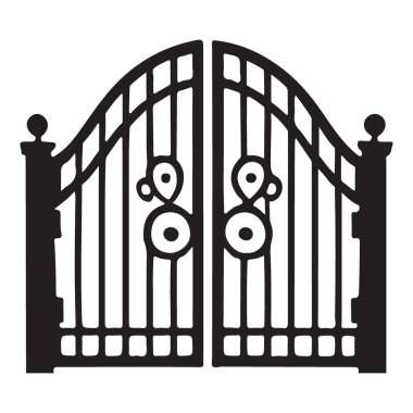 Dekoratif Süslerle Güvenli Giriş için Zarif Kapı İllüstrasyonu