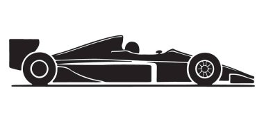 Yan Görünüm Tek Koltuklu Yarış Arabası Silüet Vektör Resimleri