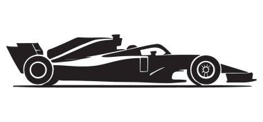 Yarış Tutkuları İçin Siyah Formula Bir Araba Vektörü İllüstrasyonu