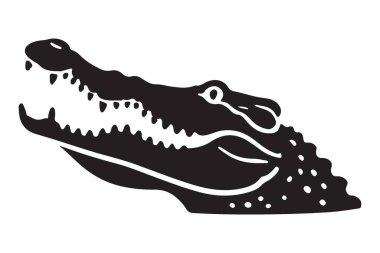 Tehditkar Timsah Silüeti Açık Ağız Yırtıcısının Vektör İlülasyonu