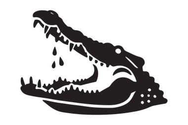 Ağzı açık vektör silüetiyle timsah kafasını tehdit etmek