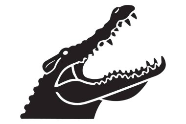 Açık ağız siluet vektör grafikleriyle timsah kafasını vuruyor