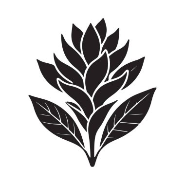 Yaratıcı Projeler için Ayrıntılı Turmerik Çiçek Siluet Vektör Sanatı