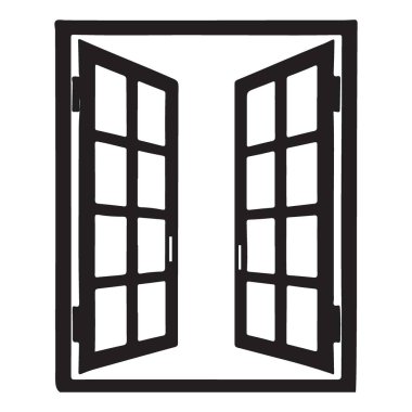 Modern kullanım için pencere detaylı siluet vektör tasarımını aç