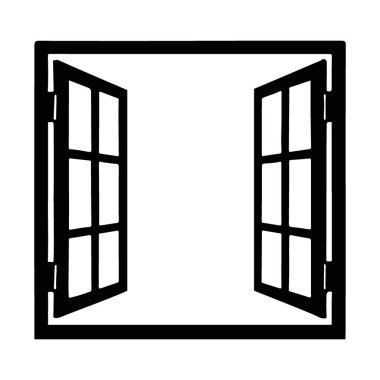 Pencere iskeleti silueti minimalist vektör tasarım ögesini aç