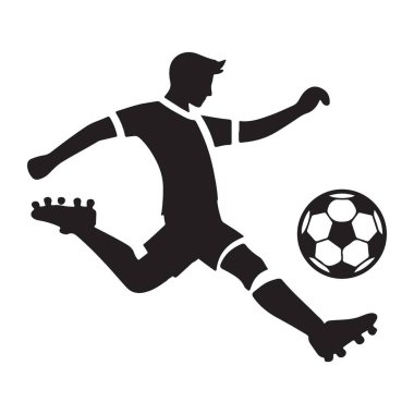 Futbolcu top siluetini tekmeliyor grafik tasarım vektörü çizimi