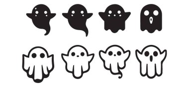 Şirin ve Ürkütücü Cadılar Bayramı Hayalet Karakterleri Koleksiyon Vektörü Çizimi