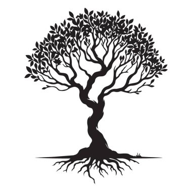 Doğaya İlham Veren Tasarımlar İçin Zarif Ağaç Silüeti Vektör Grafiği