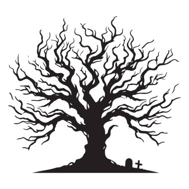 Lanetli Ağaç Silueti Grave Tasarımlı Vektör ResimleriName
