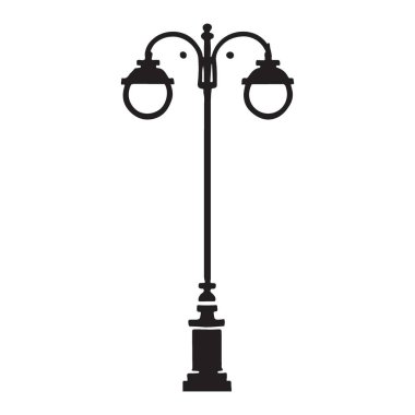 Zarif Sokak Lambası Siluet Vektör İllüstrasyon Tasarımı