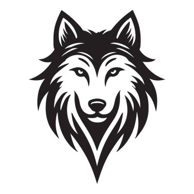 Yoğun kurt baş vektör logosu görkemli yaratık çizimi