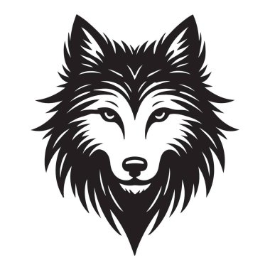 Detaylı kurt başı vektör logosu etkileyici tasarım ve güzel illüstrasyon