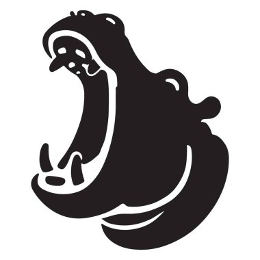 Hippo Açık Ağız Siluet Vektörü Markalaşma veya Tasarım İllüstrasyonu