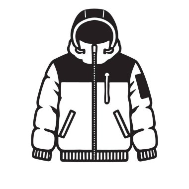 Modern Siyah ve Beyaz Kabarık Ceket Vektör Çizelgesi