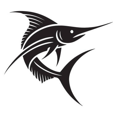 Balıkçılık Teması için Kılıçbalığı Simgesinin Siluet Vektör İllüstrasyonu