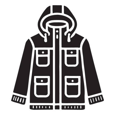 Kışlık Ceket Çizimi Kapüşonlu Ceket Silueti Vektör Grafik Görünümü