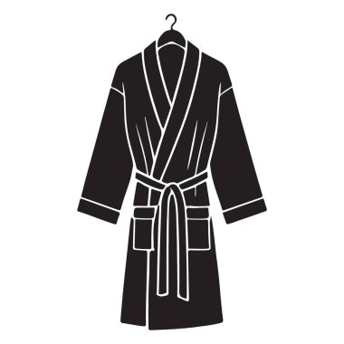 Zarif Siluet Bornoz Asılı Çizim Ev Rahatlığını Sembolize Ediyor