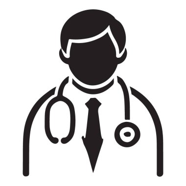 Tıbbi Web Sitesi İçeriği için Doktor Siluet Vektör İllüstrasyonu