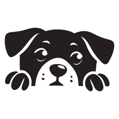 Sevimli Köpek Yavrusu Siluet Vektörü Pençeleri öne eğilmiş