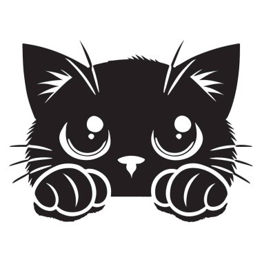 Şirin Kedi Kedisi Silueti Vektör Çizimi Sevimli Hayvan Grafik Tasarımı