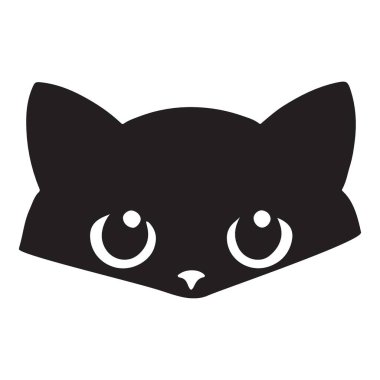 Sevimli Siyah Kedi Yüzlü Vektör Hayvanlar İçin Çizim Tasarımı