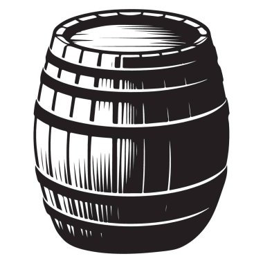 İçecekler ve Depolama Teması Tasarımı için Basit Ahşap Varil Çizimi