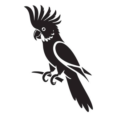 Kakadu Papağanının Siyah Silueti Şube Çizimi Tasarımı Üzerine