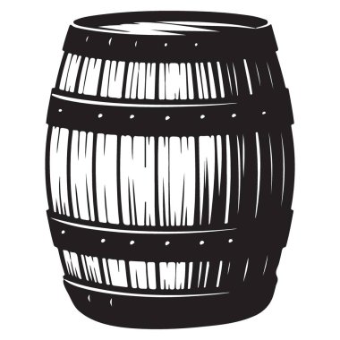 İçki ve Mahzen Tasarımı İçin Temiz ve Basit Ahşap Varil Çizimi