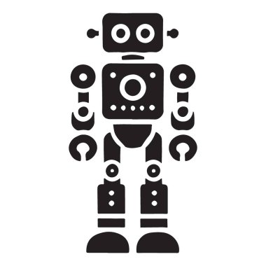 Endüstriyel Teknoloji için Kare Robot Siluet Vektör İllüstrasyonu