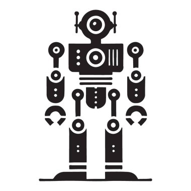 Dijital Sanat ve Tasarım için Ayrıntılı Robot Silüeti Çizimi