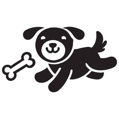 Çocuk Tasarımları İçin Kemik Grafikli Çizgi Köpek Çizimi