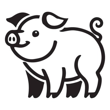 Sevimli Çizgi film Domuz Vektör Görüntü Şirin Çiftlik Hayvanları Çizimi