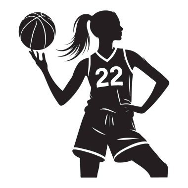 Siluet Kadın Basketbol Oyuncusu 22 Numaralı Vektör İllüstrasyon Sanatı