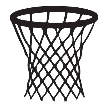 Basketbol Hoop Net Siyah Beyaz İzole Vektör İllüstrasyon Tasarımı
