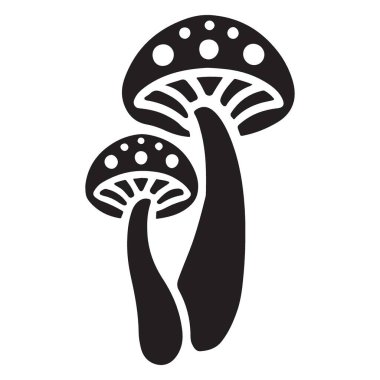 Benekli Mantar Silueti Vektör Sanat Ağaçlık Mantar Çizimi