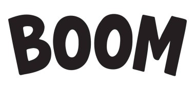 Katı BOOM Kelime Tasarım Vektörü Grafik Patlama ve Çizgi Roman Biçimi