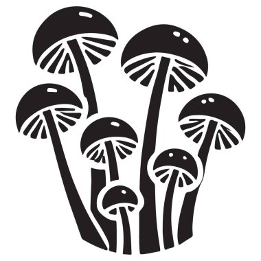 Mantar Kümesi Vektör Silueti Görünümü Büyük Grafik Tasarım Elementleri