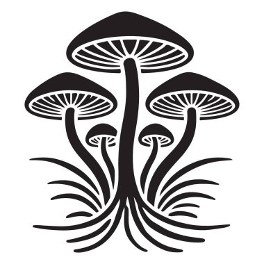 Mantar Vektörü Silueti Görünümü Muhteşem Grafik Tasarım Elementleri