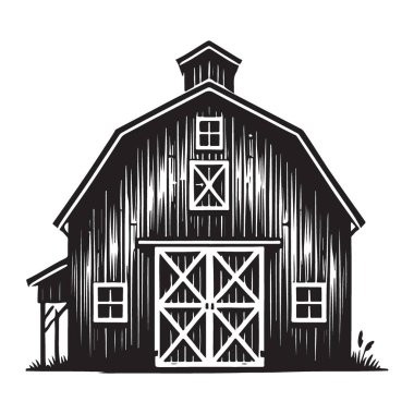 Barn Siluet Vektör Resimleri Kırsal Çiftlik Binası Grafik Tasarımı