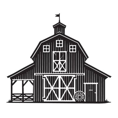 Kırsal Ambar Çizimi A Kırsal Sembol Siluet Vektörü Grafiği