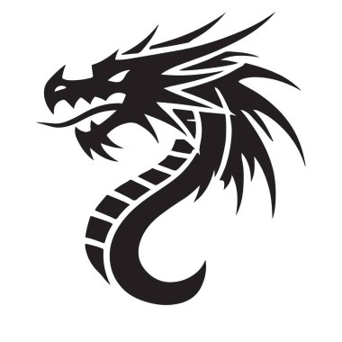 Güçlü Ejder Başı Sembolü Siyah Vektör Sanat Çizimi Tasarımı