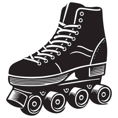 Retro paten vektör silueti çizim ayakkabısı paten etkinliği tasarımı